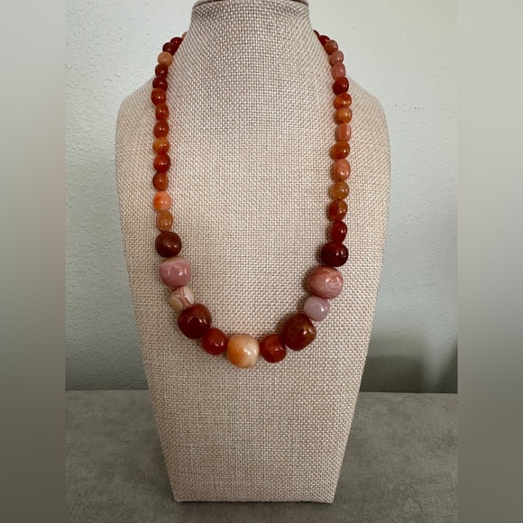 Carnelian agate chunk bead necklace by Jay King - Picture 1 of 12